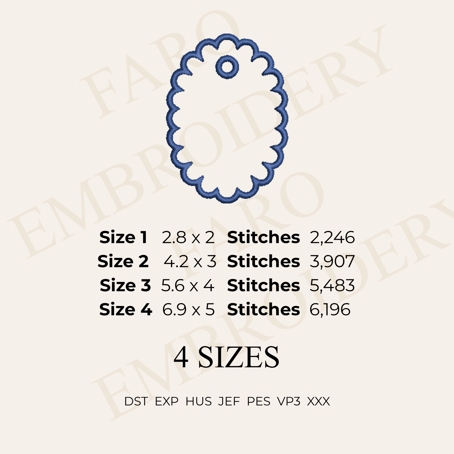 Bag Charm Machine Embroidery Design Bundle | In-The-Hoop Gift Tag & Keychain Blanks, 9 Shapes x 4 Sizes | Instant Download