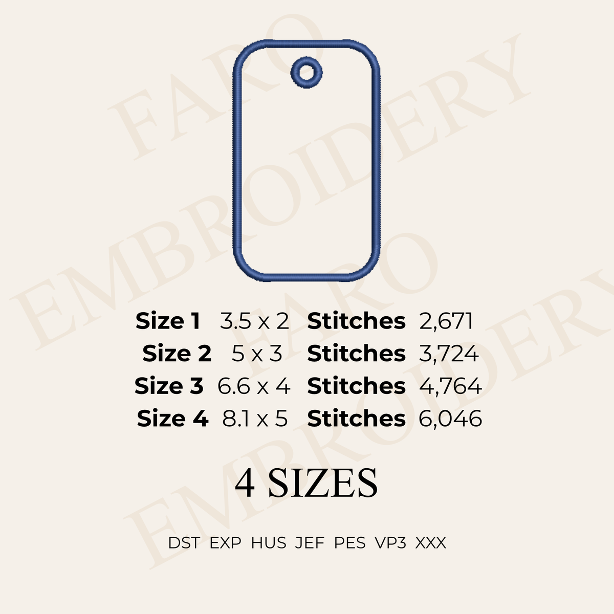 Bag Charm Machine Embroidery Design Bundle | In-The-Hoop Gift Tag & Keychain Blanks, 9 Shapes x 4 Sizes | Instant Download