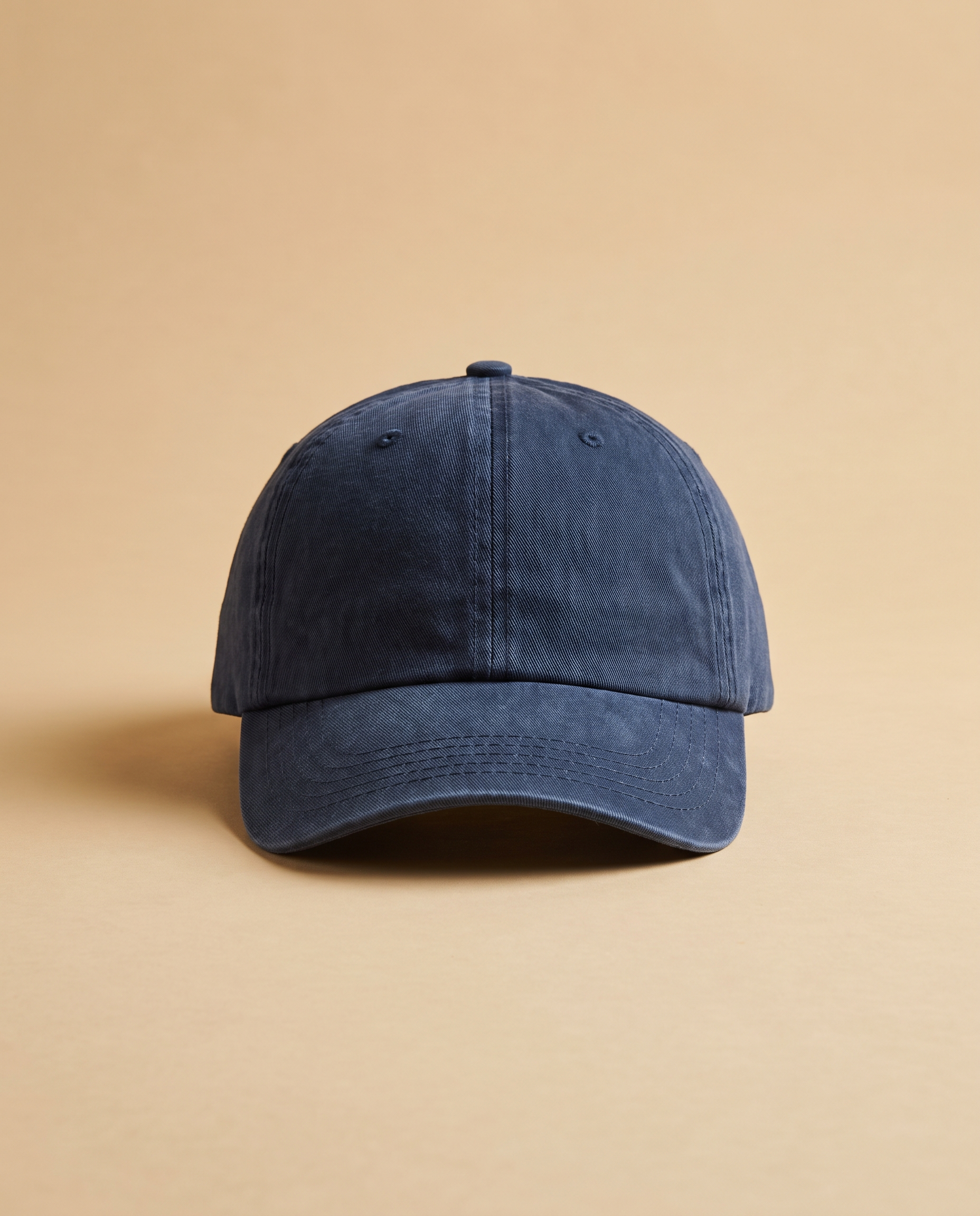 Washed navy unstructured six-panel cap