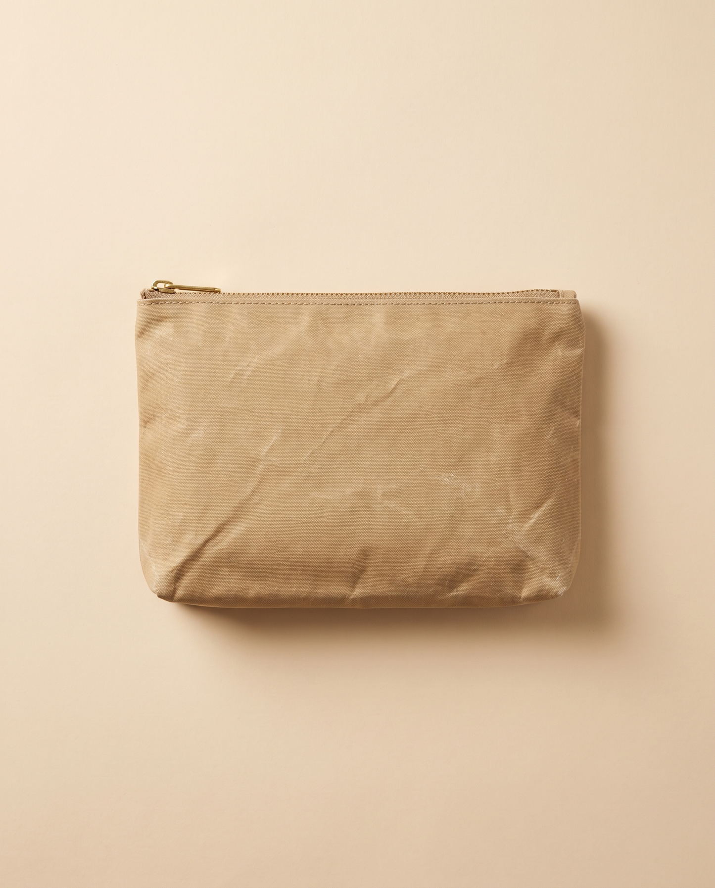 Natural waxed canvas zip pouch with brass zipper