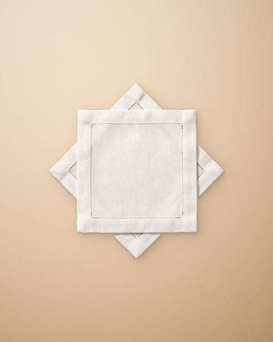 The Cocktail Napkins — white, embroidered to order